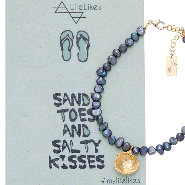 Sandy Toes – Ahivada Lavender Pearl - κοχύλι, χάντρες, ποδιού, αυξομειούμενα