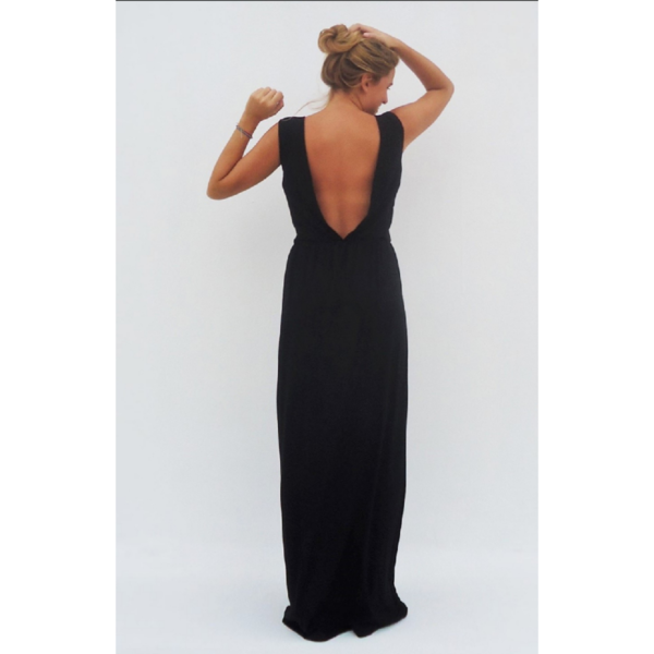 "Tinky" Black maxi dress - maxi, αμάνικο, γάμου - βάπτισης - 5