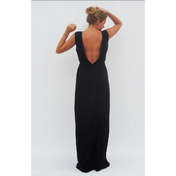 "Tinky" Black maxi dress - αμάνικο, γάμου - βάπτισης - 5