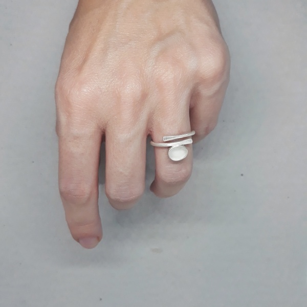 ○ salty drops | δαχτυλίδι από ασήμι και γυαλί θαλάσσης - ασήμι, αυξομειούμενα - 2