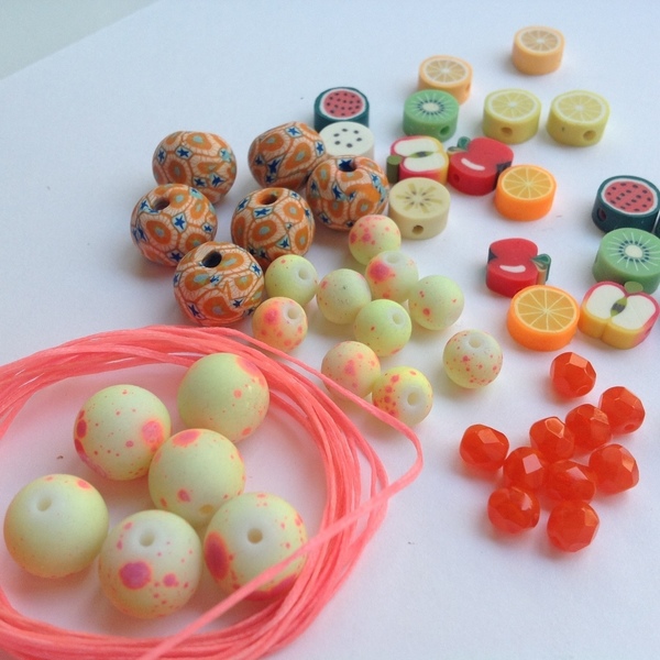 Flouo Mix (52τμχ) - χρωματιστό, κερωμένα κορδόνια, χάντρες, DIY, υλικά κοσμημάτων - 2