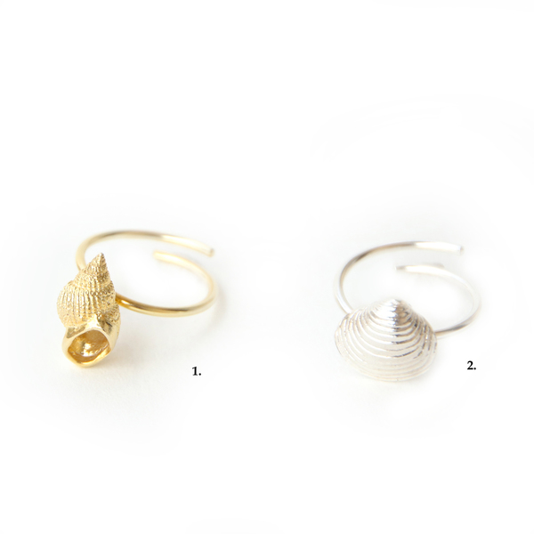 Επίχρυσο Μίνιμαλ Δαχτυλίδι με κοχυλάκι - ασήμι, επιχρυσωμένα, βεράκια, αυξομειούμενα - 2