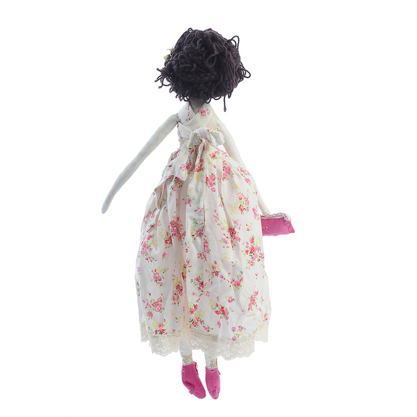 Κούκλα υφασμάτινη 60 εκ. με λουλούδενιο φορεμα - ύφασμα - 3