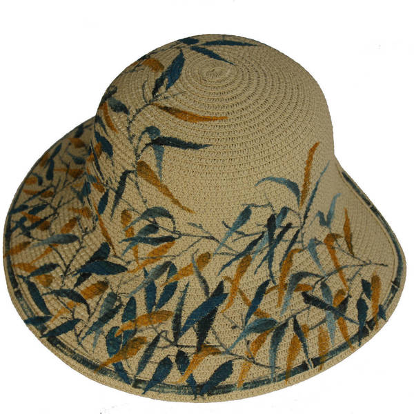 Καπέλο ζωγραφισμένο στο χέρι - ψάθινα - 3