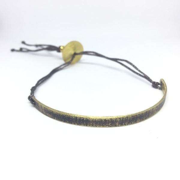 Half metal-half thread oxidized bronze bracelet-Μισό μέταλλο,μισό νήμα βραχιόλι τύπου 'βέργα' από οξειδωμένο ορείχαλκο... - ορείχαλκος, κορδόνια, σταθερά, χειροπέδες
