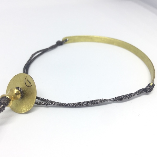 Half metal-half thread oxidized bronze bracelet-Μισό μέταλλο,μισό νήμα βραχιόλι τύπου 'βέργα' από οξειδωμένο ορείχαλκο... - ορείχαλκος, κορδόνια, σταθερά, χειροπέδες - 4