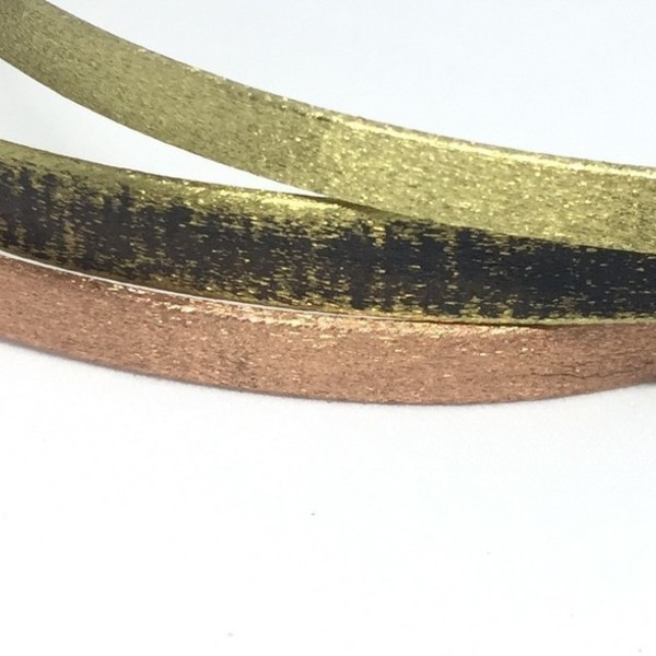 Half metal-half thread oxidized bronze bracelet-Μισό μέταλλο,μισό νήμα βραχιόλι τύπου 'βέργα' από οξειδωμένο ορείχαλκο... - ορείχαλκος, κορδόνια, σταθερά, χειροπέδες - 5