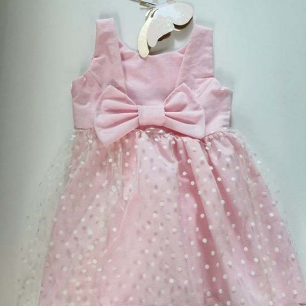 Κοριτσίστικο Βαμβακερό Φορεμα με Φιόγκο - βαμβάκι, κορίτσι, πουά, παιδικά ρούχα, βρεφικά ρούχα, 1-2 ετών