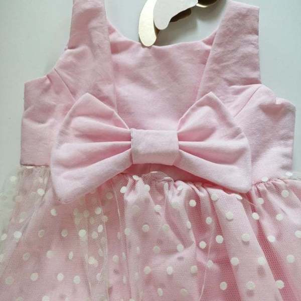 Κοριτσίστικο Βαμβακερό Φορεμα με Φιόγκο - βαμβάκι, κορίτσι, πουά, παιδικά ρούχα, βρεφικά ρούχα, 1-2 ετών - 2