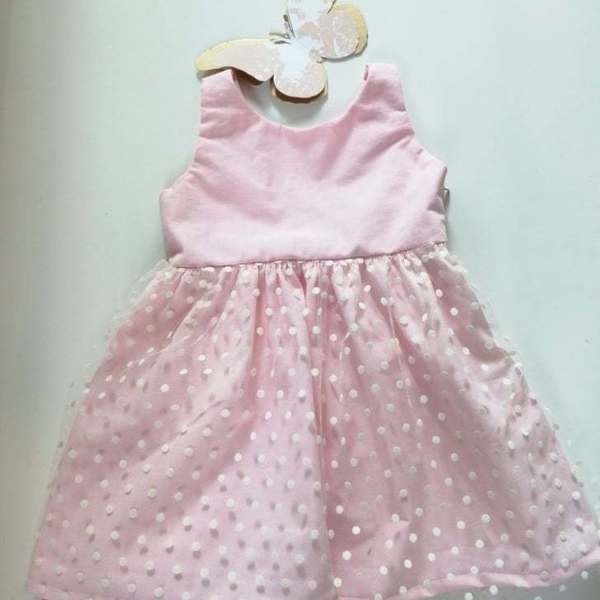 Κοριτσίστικο Βαμβακερό Φορεμα με Φιόγκο - βαμβάκι, κορίτσι, πουά, παιδικά ρούχα, βρεφικά ρούχα, 1-2 ετών - 3