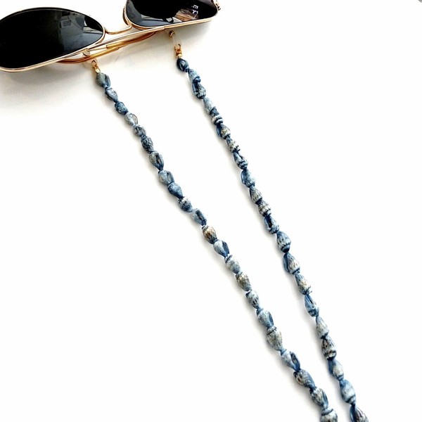 Κορδόνι για γυαλιά με μπλε κοχύλια - αλυσίδες, κοχύλι, μοδάτο, trend, κορδόνια γυαλιών - 2