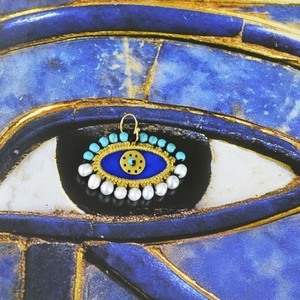Σκουλαρίκια Evil eye κεντητό βελούδινο οβάλ - ασήμι, επιχρυσωμένα, πέτρες, μάτι, κρεμαστά - 5