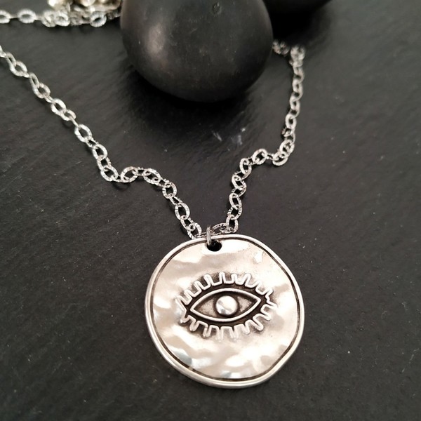 The evil eye necklace - επάργυρα, μάτι, κοντά, evil eye, φθηνά - 2