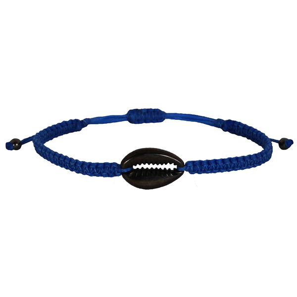 Ανδρικό βραχιόλι Shell black-blue macrame - κοχύλι, μακραμέ, βραχιόλια, δώρα για άντρες