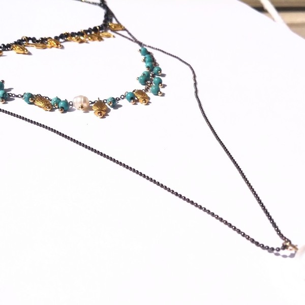 Bohemian lady necklace - ημιπολύτιμες πέτρες, επιχρυσωμένα, χάντρες, μακριά, πέρλες - 4