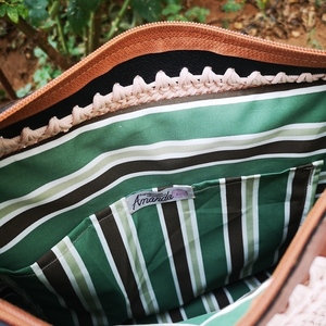 Leather and knit bag - δέρμα, ώμου, crochet, καθημερινό, πλεκτές τσάντες - 5