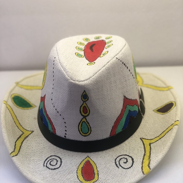 Eresos Handpainted hat - ζωγραφισμένα στο χέρι, καπέλο, ψάθινα