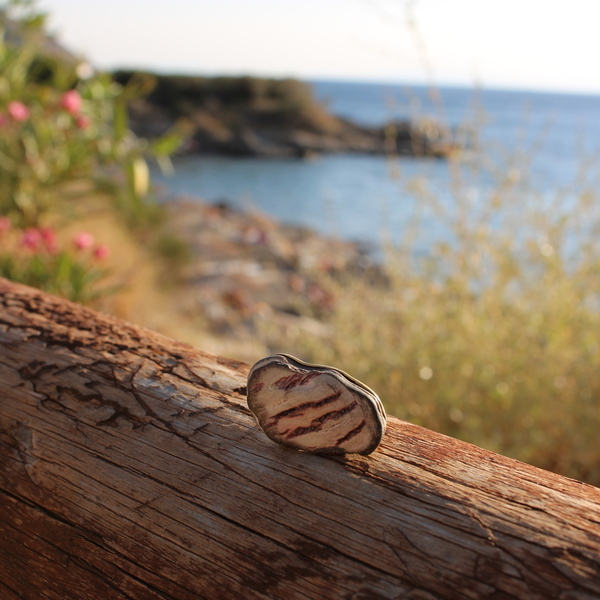 Δαχτυλίδι από ορείχαλκο και βότσαλο τής θάλασσας - ορείχαλκος, μεγάλα, βότσαλα, αυξομειούμενα - 3
