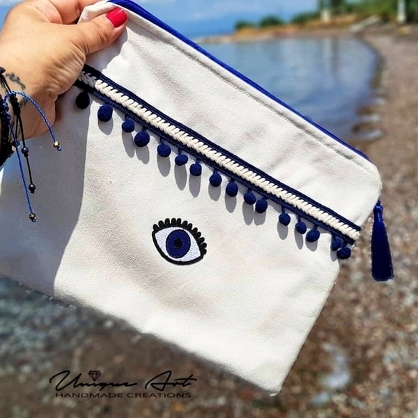 Boho τσαντάκι Unique eye! - φάκελοι, μάτι, boho, χειρός, Black Friday, μικρές, φθηνές - 2