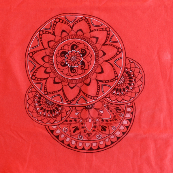 Mandala T-shirt κοκκινο - t-shirt, χειροποίητα - 2