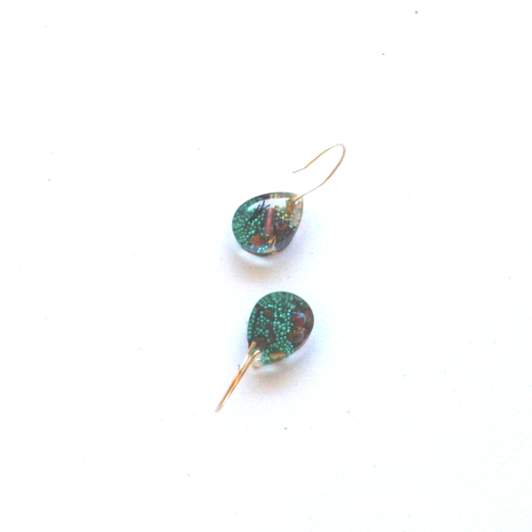 Σκουλαρίκια ασημένια με χειροποίητες πέτρες από υγρό γυαλί - ασήμι, γυαλί, κρεμαστά, φθηνά - 3