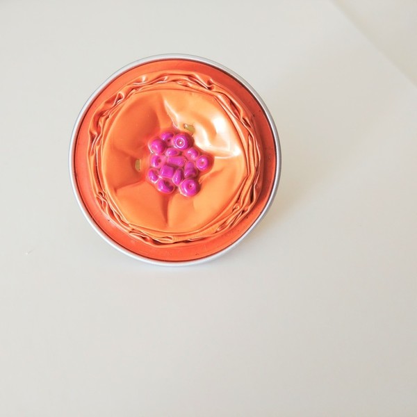 Δαχτυλίδι nespresso - Πορτοκαλί, φούξια χάντρες - μεγάλα, αυξομειούμενα, φθηνά