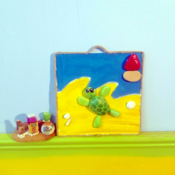 Χελωνάκι από βότσαλα - καλοκαίρι, πίνακες & κάδρα, δώρο, χελώνα - 4