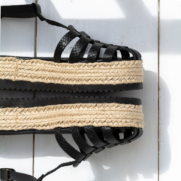 Δερμάτινη μαύρη εσπαντρίγια 2019 ‘ Catwalk ‘ - δέρμα, gladiator, ankle strap - 5