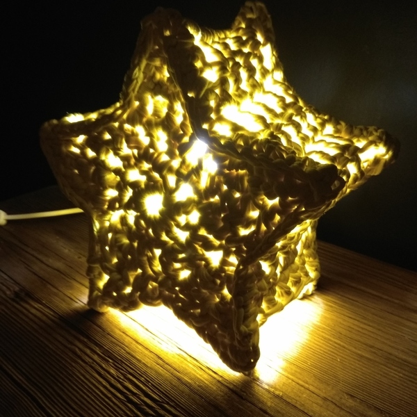 Πλεκτό φωτιστικό αστέρι - πορτατίφ - 4
