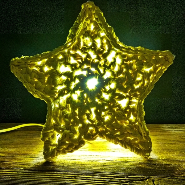 Πλεκτό φωτιστικό αστέρι - πορτατίφ - 5