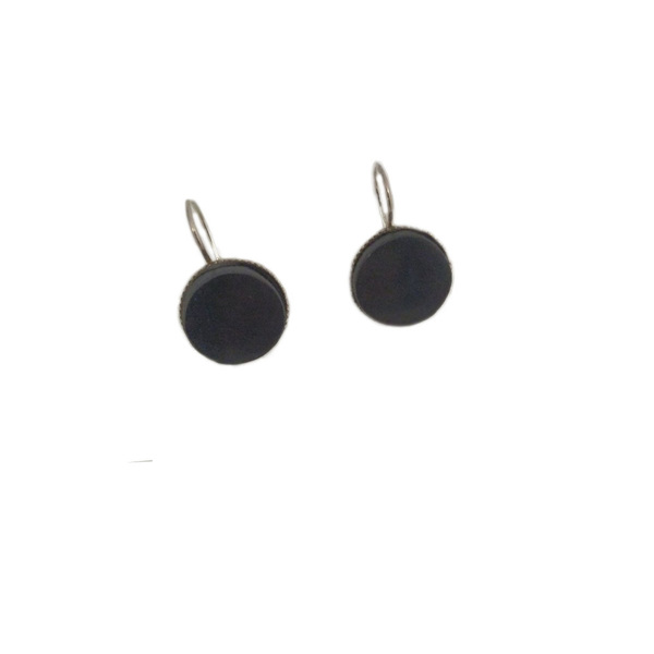 B L A C K C I R C L E Marble Earrings-Χειροποίητα σκουλαρίκια από φυσικό πέτρωμα! - ασήμι, χειροποίητα, πέτρες, μικρά, κρεμαστά - 2