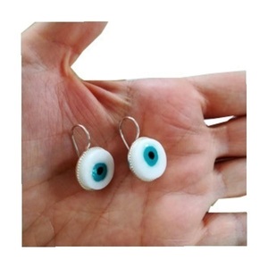 Κρεμαστά σκουλαρίκια κύκλος τιρκουάζ μάτια από Ελληνικό μάρμαρο και ασήμι 925 - ασήμι, χειροποίητα, πέτρες, μάτι, μικρά, evil eye, κρεμαστά