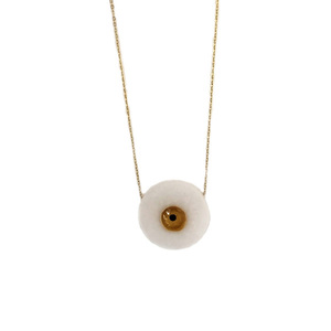 Κρεμαστό κύκλος λευκός με χρυσό μάτι από Ελληνικό Μάρμαρο - ασήμι, επιχρυσωμένα, ασήμι 925, χειροποίητα