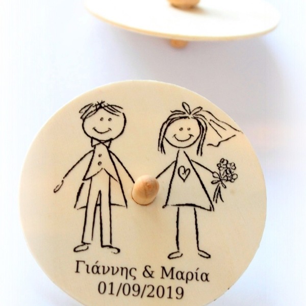 Ξύλινες σβούρες γάμου (Σετ 10 τμχ.) - γάμου, για παιδιά, ξύλινα παιχνίδια - 3