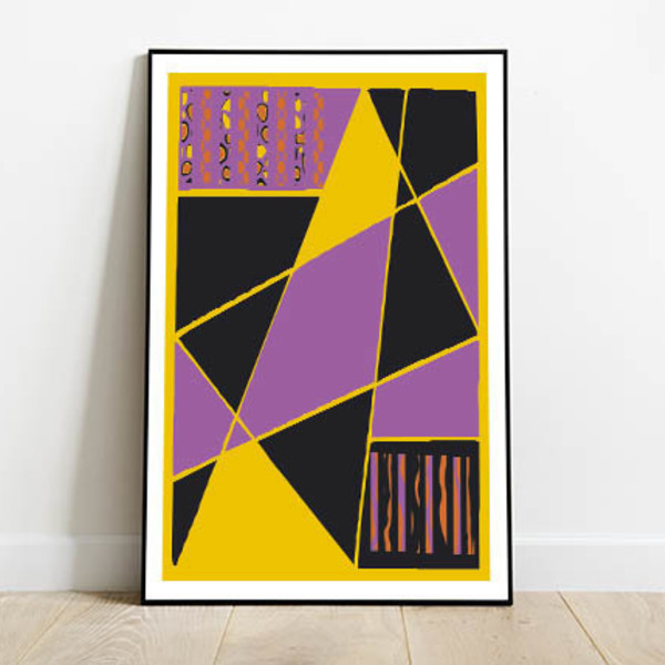 Τυπωμένη αφίσα με γεωμετρικό σχέδιο τρίγωνα 30*40 - εκτύπωση, μοντέρνο, διακόσμηση - 3