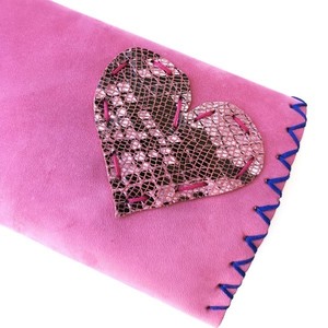 Δερμάτινη Θήκη Καπνού Pink Suede Καρδιά - δέρμα, καπνοθήκες - 3