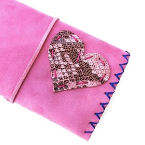 Δερμάτινη Θήκη Καπνού Pink Suede Καρδιά - δέρμα, καπνοθήκες - 5