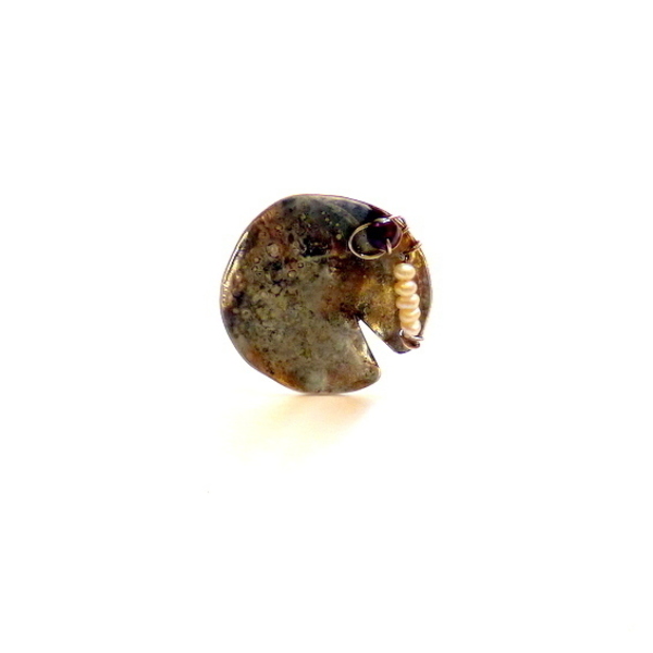 ασημένιο (925) δαχτυλίδι ''κύκλος'' μαργαριτάρια/τουρμαλίνη - ασήμι, μαργαριτάρι, μεγάλα, αυξομειούμενα