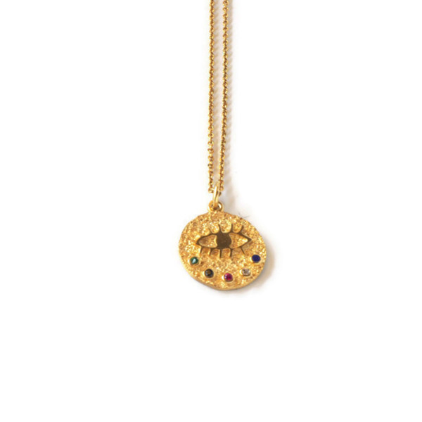 Gold evil eye necklaces Large - επιχρυσωμένα, ασήμι 925, κοντά, layering, evil eye - 4