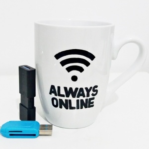 Handpainted mug "Always On line" - ζωγραφισμένα στο χέρι, πορσελάνη, κούπες & φλυτζάνια