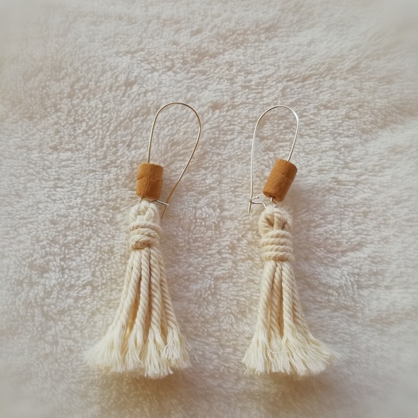 Macrame earings - με φούντες, μακραμέ, boho, faux bijoux, φθηνά - 2