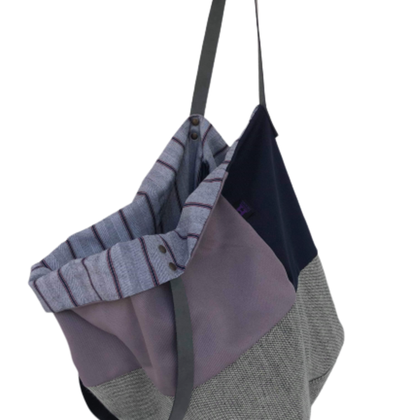 Χειροποίητη τσάντα ώμου oversized διπλής όψης berlin - ύφασμα, ώμου, διπλής όψης, χειροποίητα - 2