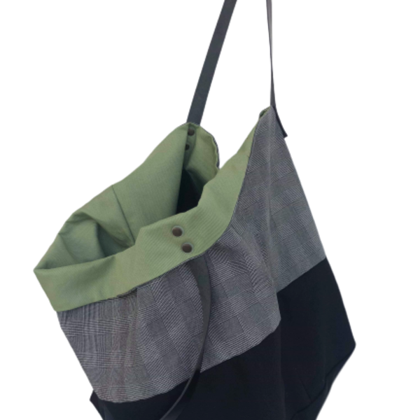 Χειροποίητη τσάντα ώμου oversized διπλής όψης oslo - ύφασμα, ώμου, διπλής όψης, καθημερινό - 2