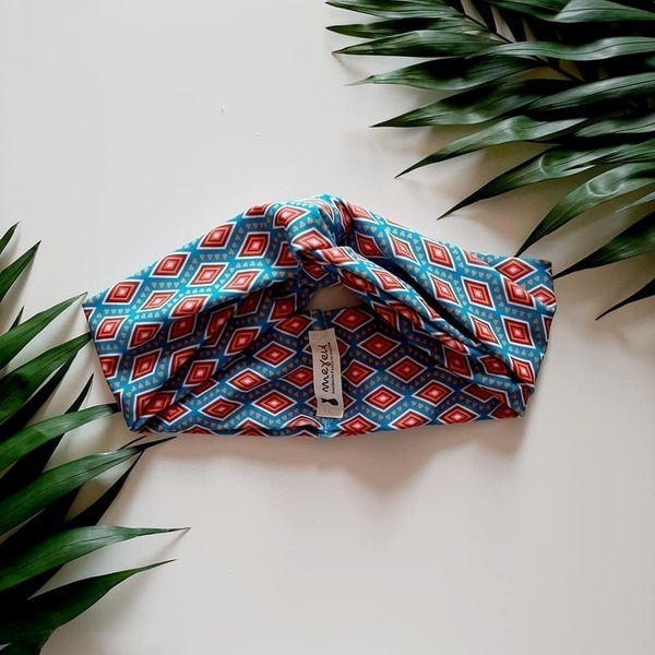 "Morocco" headband - κορδέλα για τα μαλλιά με γεωμετρικό μοτιβο - ελαστικό, γεωμετρικά σχέδια, τουρμπάνι, κορδέλες μαλλιών - 2