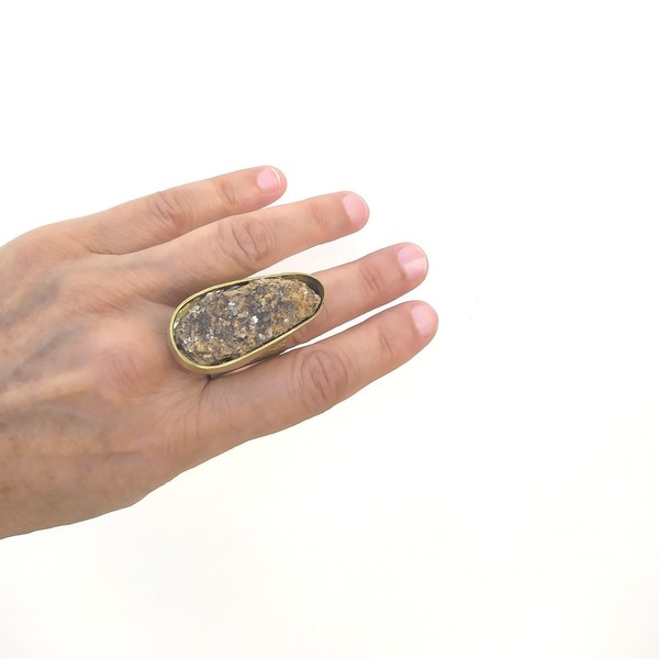 Δαχτυλίδι ορείχαλκου, πετρα από την έρημο του Μαροκου - ορείχαλκος, μεγάλα, αυξομειούμενα - 3