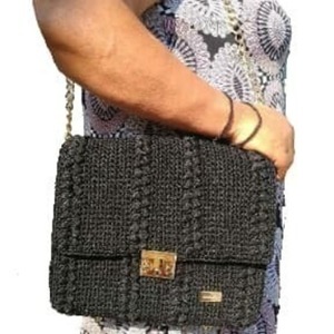 Πλεκτή τσάντα σχέδιο puff zig zag - ώμου, crochet, πλεκτές τσάντες, δώρα για γυναίκες - 5