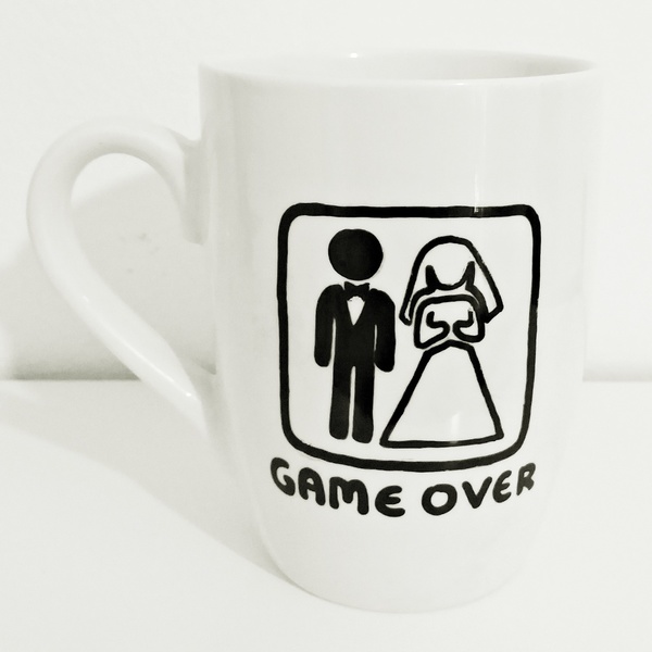 Handpainted mug"Game Over" - ζωγραφισμένα στο χέρι, πορσελάνη, κούπες & φλυτζάνια