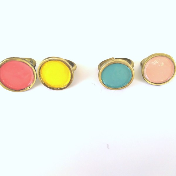 Δαχτυλίδια ορείχαλκου πολύχρωμα με σμάλτο - chevalier, ορείχαλκος, αυξομειούμενα, φθηνά - 3