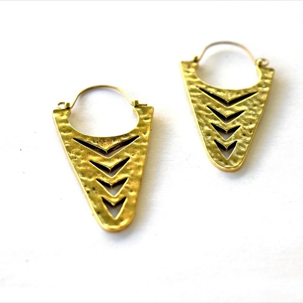 gold quad arrow earrings - boho, ethnic, μπρούντζος, κρεμαστά, faux bijoux, Black Friday