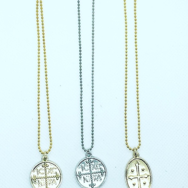 Κολιέ με χρυσό κωνσταντινάτο σταυρό - επιχρυσωμένα, σταυρός, κοντά, κωνσταντινάτα - 3